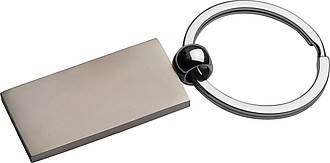 Metal key ring, rectangular, grey