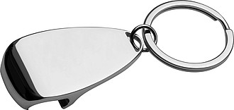 Metal key ring with bottle opener, grey