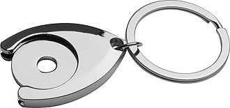 Metal key ring with shopping chip, grey
