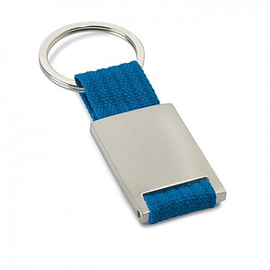 Metal rectangular key ring, blue