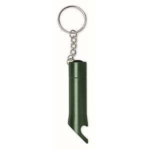 Metal torch key ring, dark green
