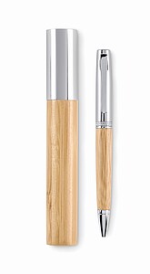 Metal twist ball pen in tube, wood
