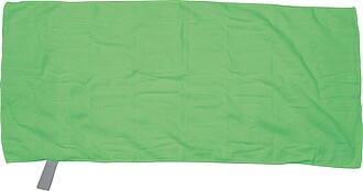 Microfibre towel with elastic band, green