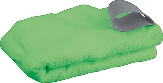 Microfibre towel with elastic band, green