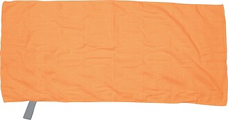 Microfibre towel with elastic band, orange
