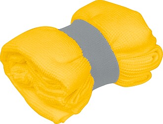 Microfibre towel with elastic band, yellow