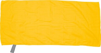 Microfibre towel with elastic band, yellow