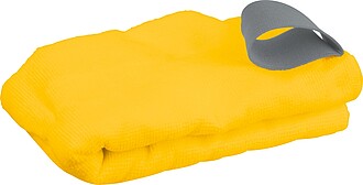 Microfibre towel with elastic band, yellow