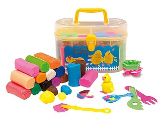 Modelling clay, includes 16 different coloured clay sticks and tools,colour coloured
