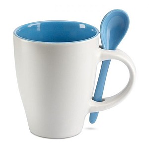 Mug with spoon, blue