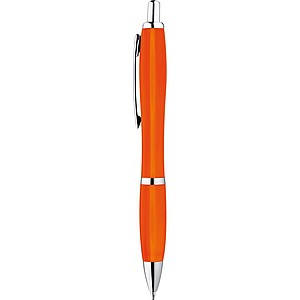 Multicolour plastic ball pen with metal clip, orange