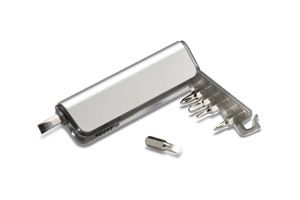 Multitool holder and LED torch, transparent grey