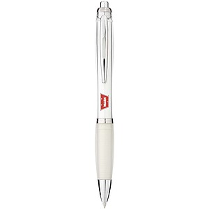 Nash ballpoint pen with coloured barrel and grip, transparent white