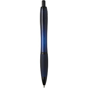 Nash recycled plastic ballpoint pen with black trims, navy blue