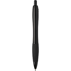 Nash recycled plastic ballpoint pen with black trims, solid black
