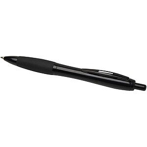 Nash recycled plastic ballpoint pen with black trims, solid black