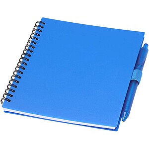 Niove recycled plastic soft cover notebook and ballpoint pen set (blue ink), blue