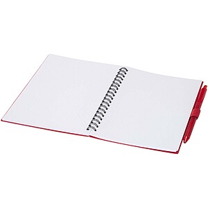 Niove recycled plastic soft cover notebook and ballpoint pen set (blue ink), red