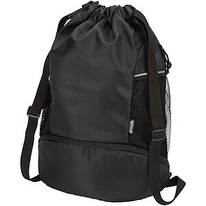 Nomad GRS recycled sports drawstring bag with bottom compartment 18L, solid black
