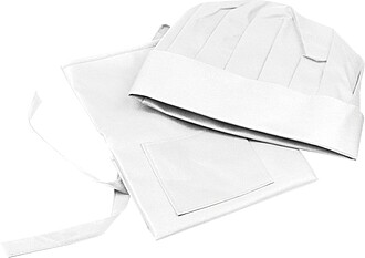 Non-woven childrens cooking set (apron + hat), white
