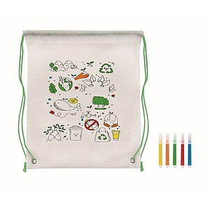 Non woven kids bag with pens, lime