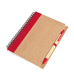 Note book made out of recycled paper/cardboard in a DIN A6 format,colour red