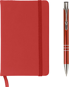 Notebook and ballpen set. Red