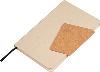 Notebook with a cover made from recycled milk carton and magnetic closure, beige