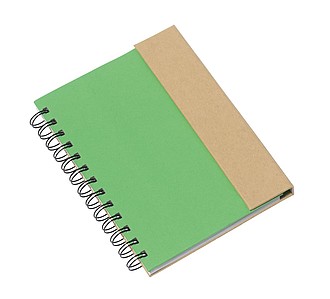 Notebook with lined writing pad and self-adhesive stickers,colour green, nature