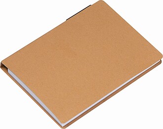 Notebook with pen and sticky notes