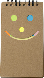 Notebook with sticky notes.Brown