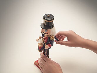 Nutcracker character ornament in wood