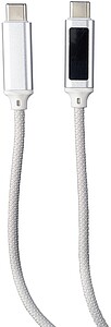 Nylon fabric charging cable 65W Claudia , light grey