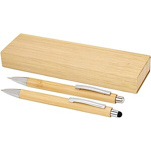 Oblys bamboo ballpoint pen and mechanical pencil set, natural