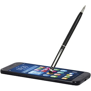Ore aluminium ballpoint pen with stylus (blue ink), solid black