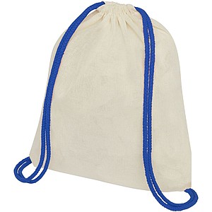 Oregon 100 g/m2 cotton drawstring backpack with coloured cords