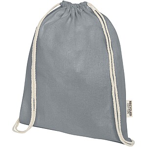 Oregon 140 g/m2 GRS recycled cotton drawstring bag, grey