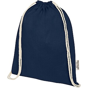 Oregon 140 g/m2 GRS recycled cotton drawstring bag, navy