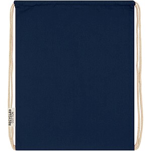Oregon 140 g/m2 GRS recycled cotton drawstring bag, navy