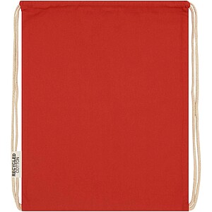 Oregon 140 g/m2 GRS recycled cotton drawstring bag, red