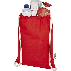 Oregon 140 g/m2 GRS recycled cotton drawstring bag, red