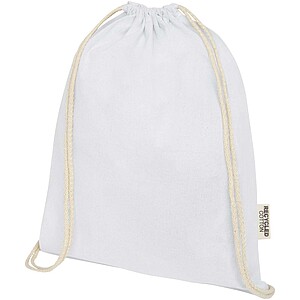 Oregon 140 g/m2 GRS recycled cotton drawstring bag, white