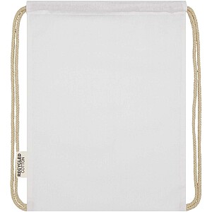Oregon 140 g/m2 GRS recycled cotton drawstring bag, white