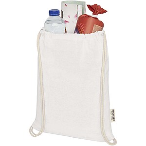 Oregon 140 g/m2 GRS recycled cotton drawstring bag, white