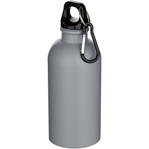 Oregon 400 ml matte RCS recycled single wall stainless steel water bottle with carabiner, grey