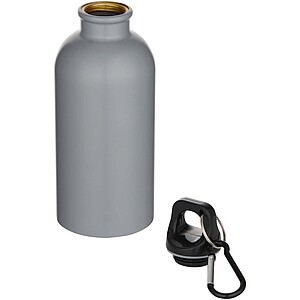 Oregon 400 ml matte RCS recycled single wall stainless steel water bottle with carabiner, grey