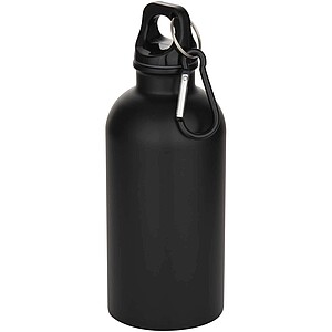 Oregon 400 ml matte RCS recycled single wall stainless steel water bottle with carabiner, solid black