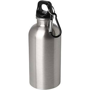 Oregon 400 ml RCS certified single wall stainless steel water bottle with carabiner, silver