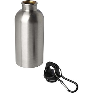 Oregon 400 ml RCS certified single wall stainless steel water bottle with carabiner, silver