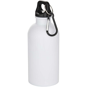 Oregon 400 ml sublimation RCS recycled single wall stainless steel water bottle with carabiner, white